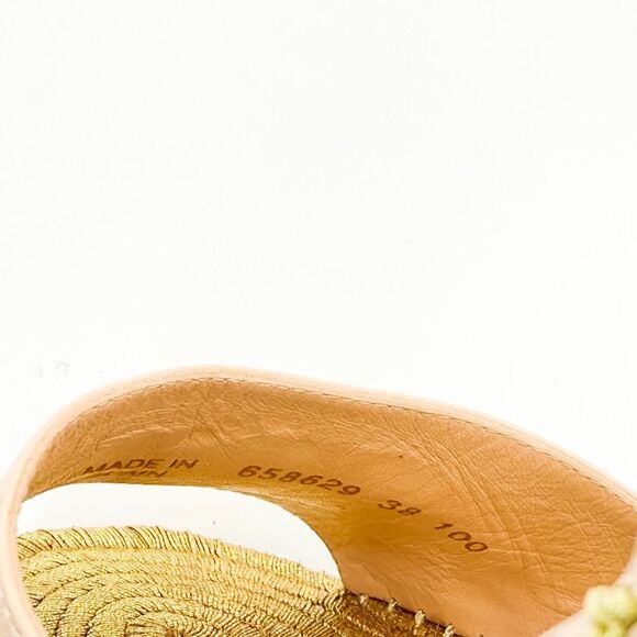 Gucci GG Pink Espadrille Gold Wedge Sandals EU 38, US 8 - Picture 9 of 10